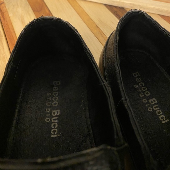 Vintage Bacco Bucci Studio black leather loafers slip on size 8.5 - Picture 6 of 8